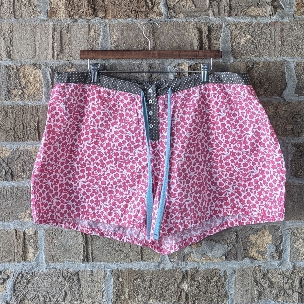 Boden Ditzy Floral Pajama Shorts 100% Cotton Size 20 Pink White Polka Dot - Picture 9 of 9